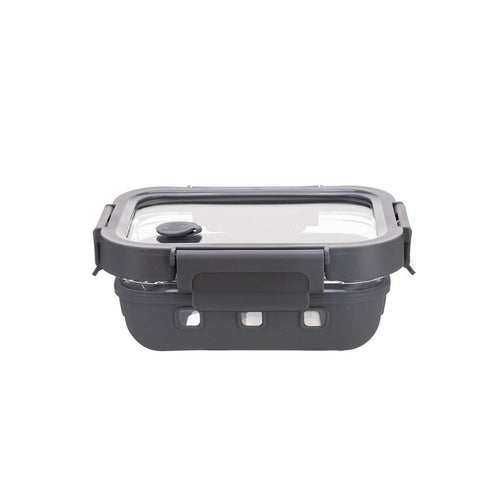 Genicook 12.5oz Rectangle Food Storage Container with Glass Lid Gray