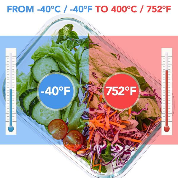8 Pcs Blue Glass Food Storage Containers