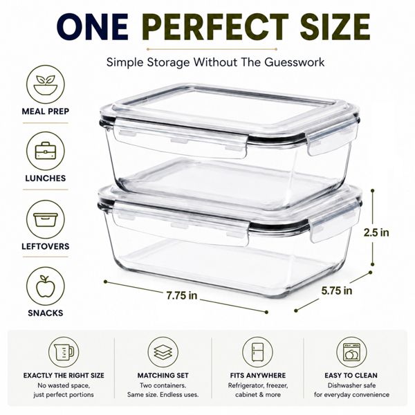 Sorbus 2 Pack 35Oz Glass Food Storage Containers with Steam-Air Vent, Airtight Locking Lids