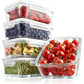 NutriChef 10-Piece High Borosilicate Glass Meal Prep Containers Set - Clear Locking Lids, 30oz