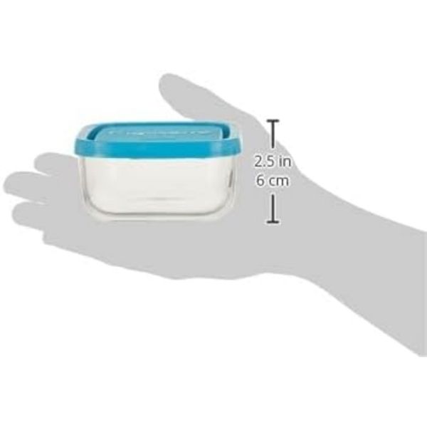 Bormioli Rocco 11.75oz Frigoverre Classic Square Glass Container - Stackable Food Storage Design, Tempered Durable Italian Glass