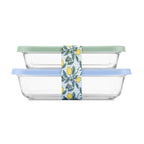 Ello (3c and 2.5c) Everyday Lunch Stack Glass Food Storage Container Set Green/Blue