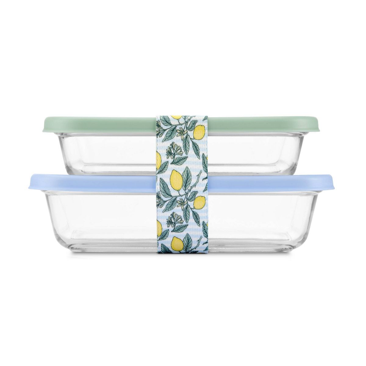 Ello (3c and 2.5c) Everyday Lunch Stack Glass Food Storage Container Set Green/Blue