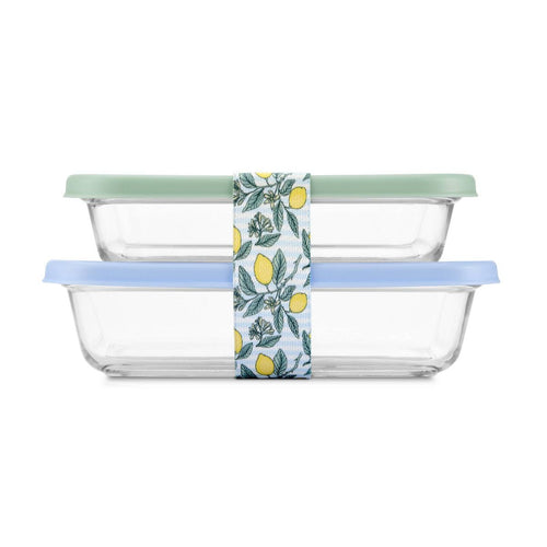 Ello (3c and 2.5c) Everyday Lunch Stack Glass Food Storage Container Set Green/Blue