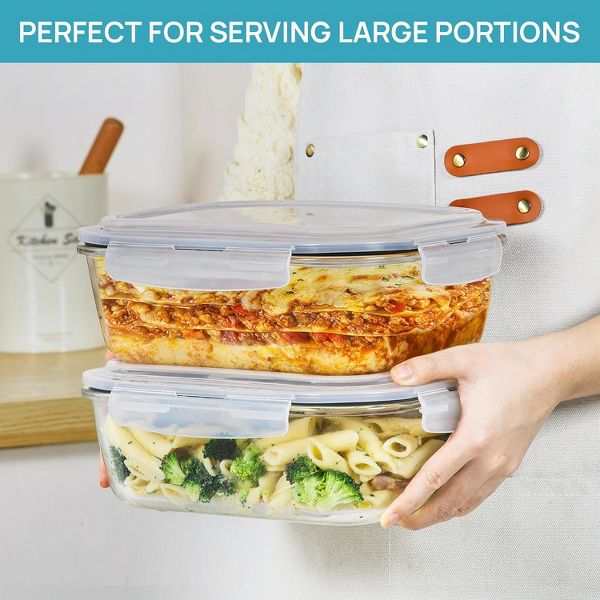 Vtopmart Grey 2Pack 2260ml/76.4oz Extra Large Glass Storage Containers