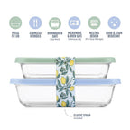 Ello (3c and 2.5c) Everyday Lunch Stack Glass Food Storage Container Set Green/Blue