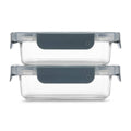 Ello Colorlock 2pk 1.75c Rectangle Glass Food Storage container Set Platinum