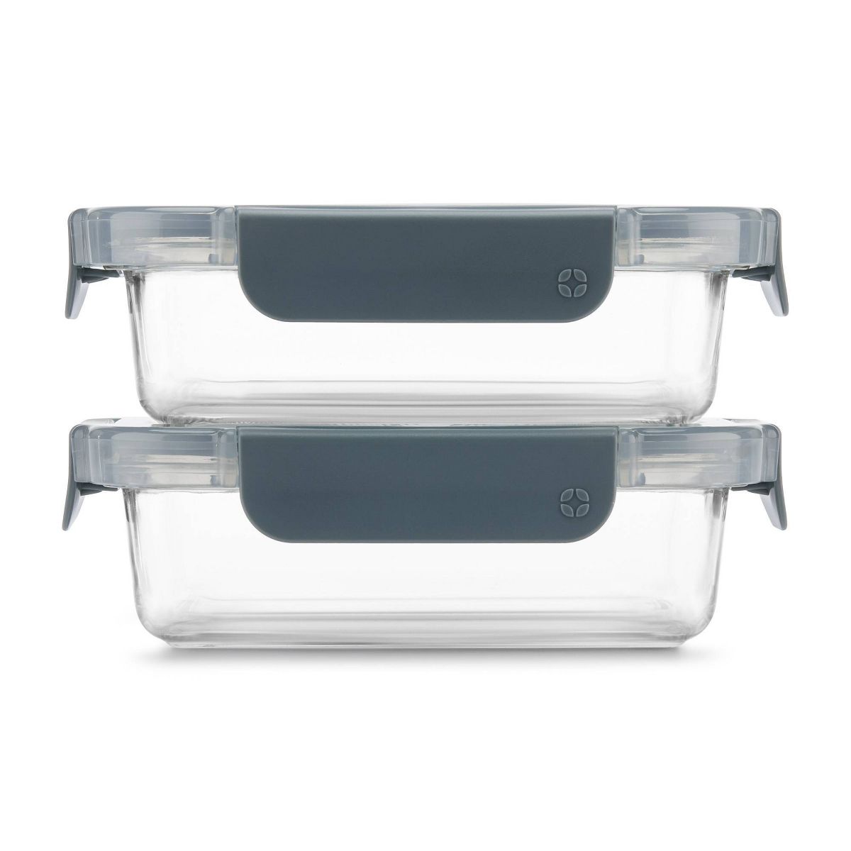 Ello Colorlock 2pk 1.75c Rectangle Glass Food Storage container Set Platinum