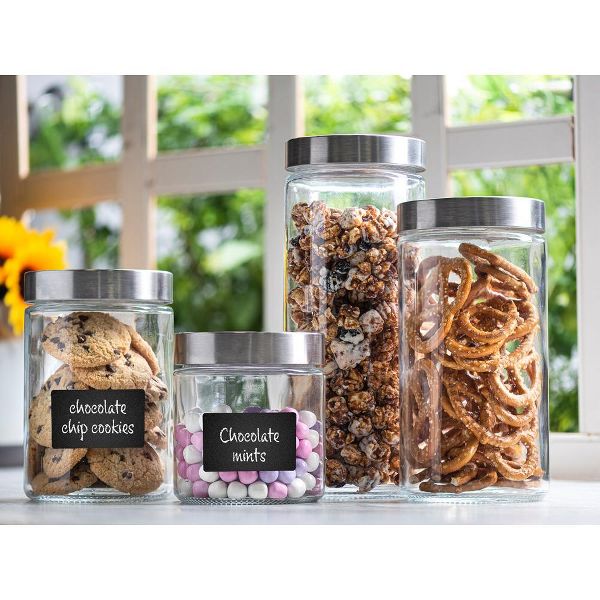 Le'raze 4pc Canister Set with Airtight Lids + Labels & Marker