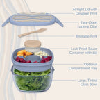 Bentgo 7.6c Glass All-in-One Salad Container Mod Curves Desert Rose
