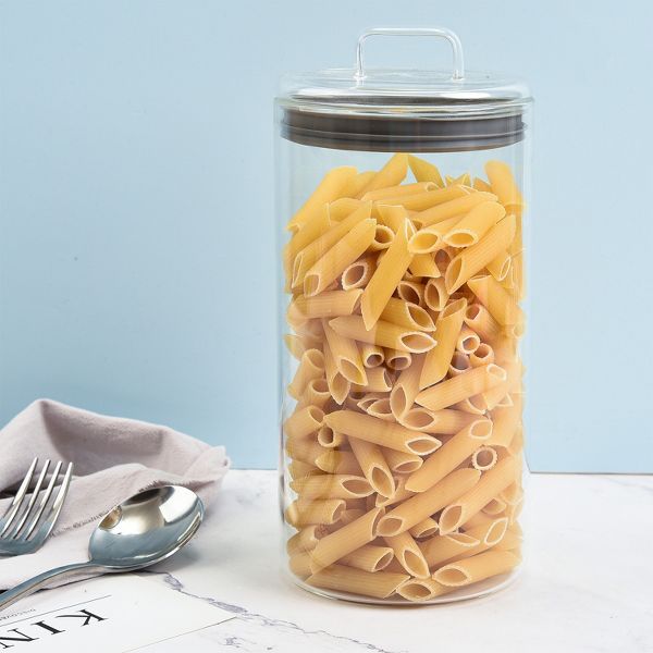 SharpChef 2PK Glass Airtight Storage Jar with Glass Lid, Glass Food Storage Jars, 51 oz / 1.5 L / 6 cups