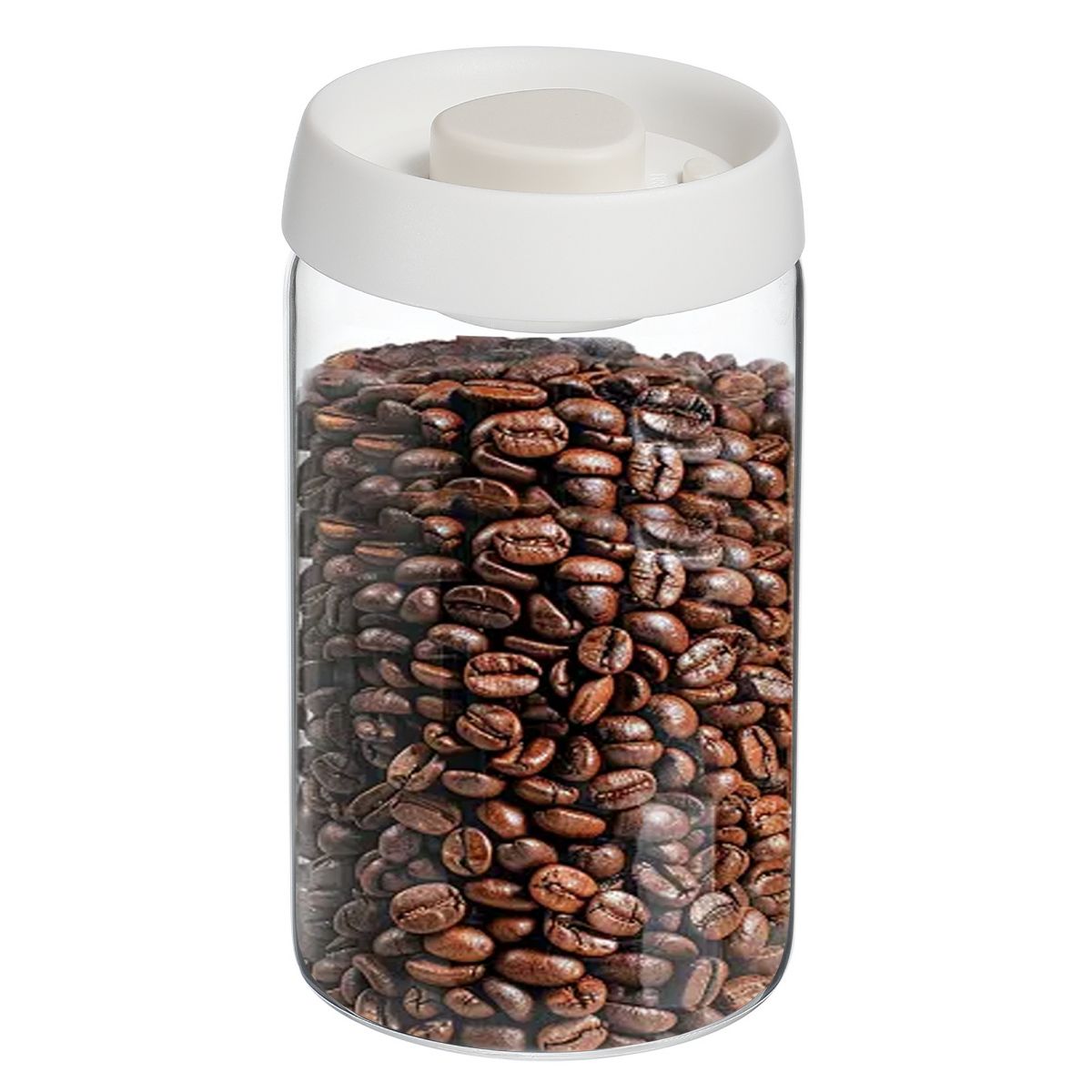 Unique Bargains Glass Airtight Vacuum Seal Coffee Bean Container 40oz Black