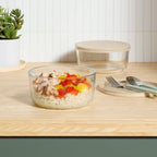 4pc (set of 2) 4c Round Glass Food Storage Container Set Blue - Room Essentials™