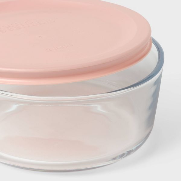 6pc (set of 3) 2c Round Glass Food Storage Container Set Blue - Room Essentials™