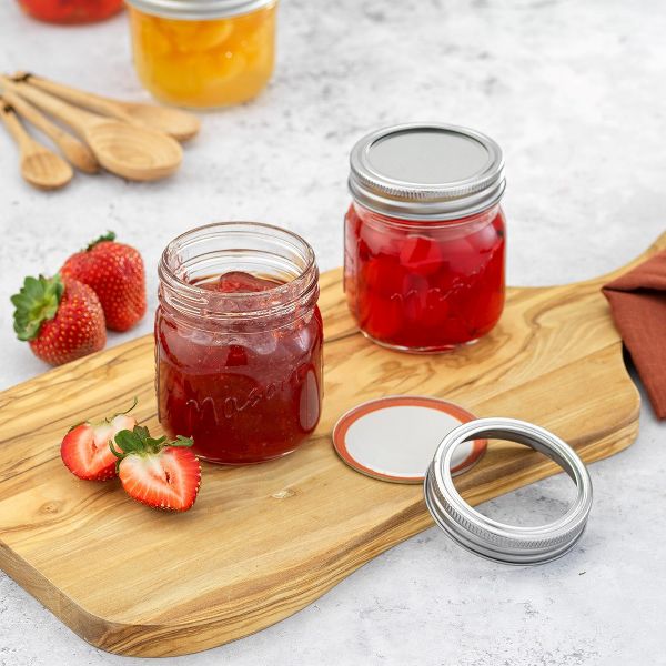 JoyJolt Regular Mason Jars with Airtight Lids, Labels and Measures - 8 oz - Set of 6