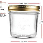 Bormioli Rocco Quattro Stagioni 17oz Glass Preserving Jars, Set of 6 - Wide Mouth Airtight, Twist Top Mason Jars