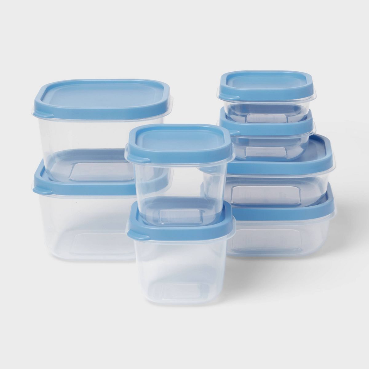 16pc (set of 8) Plastic Food Storage Container Set Blue - Room Essentials™