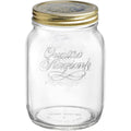 Bormioli Rocco Quattro Stagioni 67.75oz Mason Jar Glass - Wide Mouth Twist Top, Canister Beehive Embossed Design