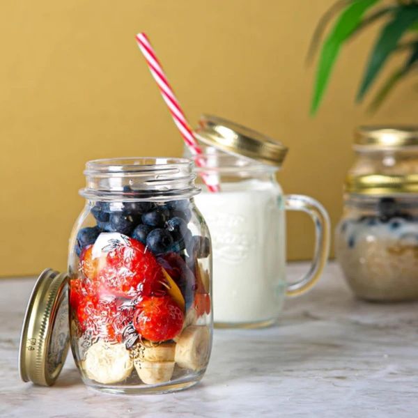 Bormioli Rocco Quattro Stagioni 10.75 oz Glass Preserving Jar Set of 12, Wide‑Mouth Twist‑Top Canister with Airtight Seal, Bee embossed Storage