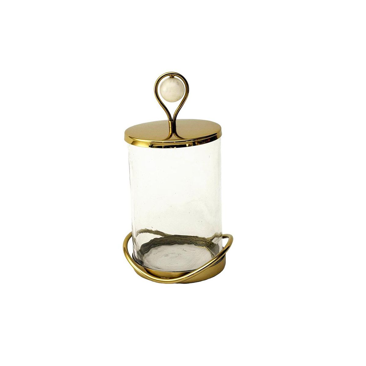 Kinor Elegant Glass Cookie Jar with Gold Lid and Base, Hammered Glass Storage Container for Cookies, Candy, Treats, Snacks and Kitchen Counter Décor