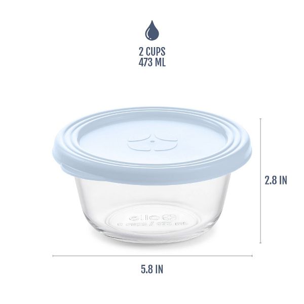 Ello Everyday 3pk 2c Round Glass Food Storage container Set Elemental Blue