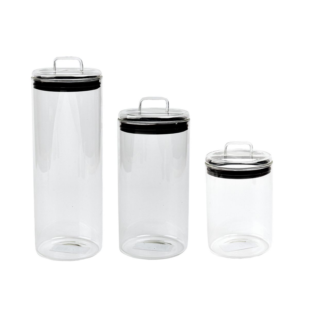 SharpChef 3PC Set Glass Airtight Storage Jar with Glass Lid, Clear Glass Food Storage Jars, Container, Pantry Organization