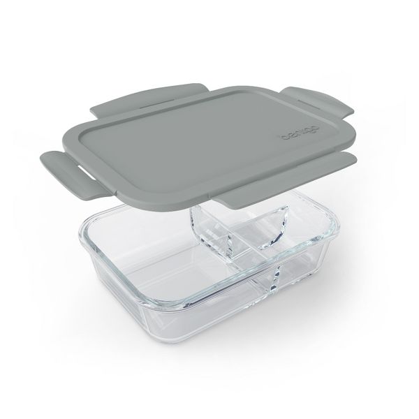 Bentgo 41oz Glass Leak-proof Lunch Box with Plastic Lid - Gray: Food Storage, Stain & Odor-Resistant, Dishwasher Safe