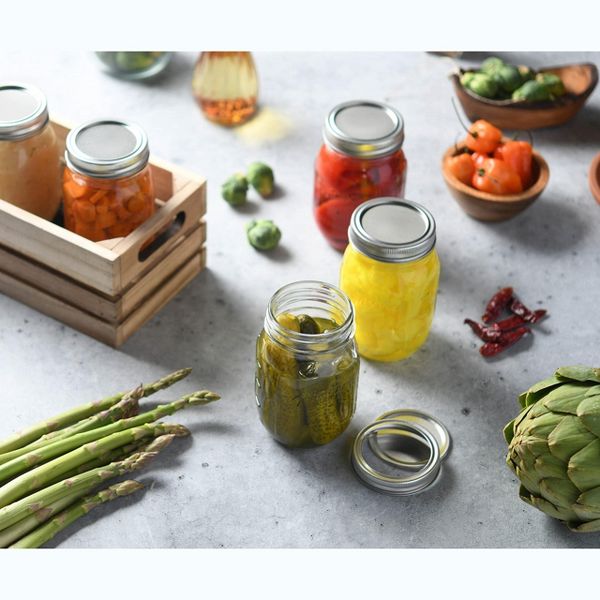 Swice 16oz Glass Mason Jars 6 Pack, Regular Mouth, Lids & Bands, Dishwasher Safe