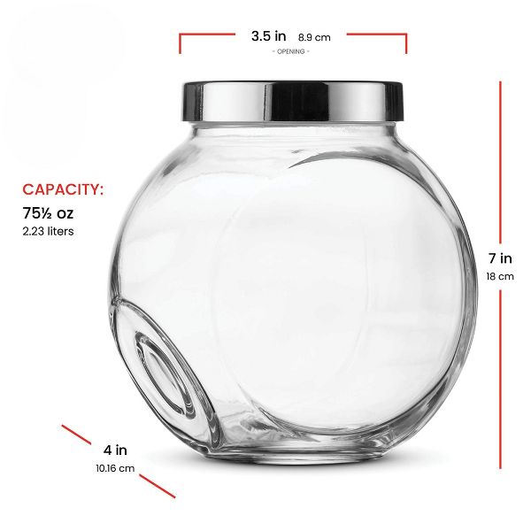 Bormioli Rocco 75.5oz Pandora Glass Candy Jar - Airtight Storage Container Metal Lid, Pantry Organizer