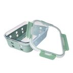 Lexi Home 35 oz. Rectangular Glass Food Storage Container with Snap-Lock Lid & Sage Silicone Sleeve