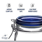 Bormioli Rocco 25.25oz Fido Glass Storage Jar Blue Lid - Airtight Clamp Seal, Italian Made Glass