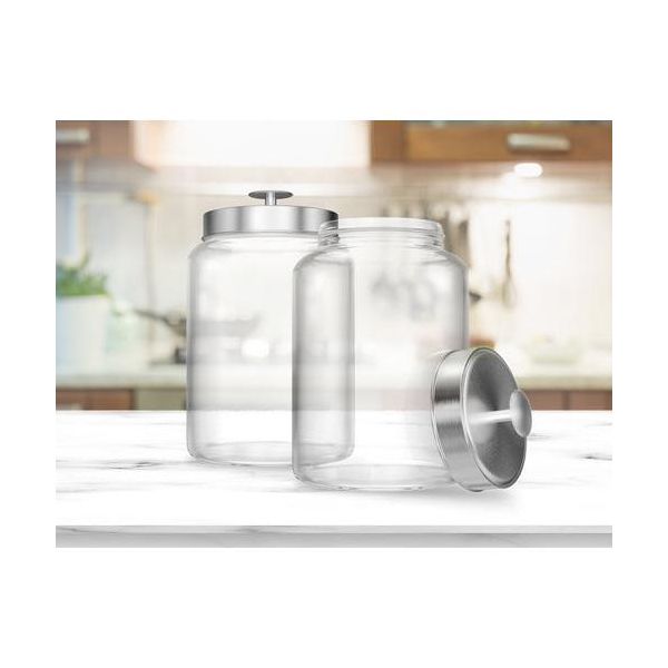 Kook Glass Kitchen & Apothecary Canisters, 1 Gallon, Set of 2, Black