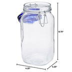Bormioli Rocco 25.25oz Fido Glass Storage Jar Blue Lid - Airtight Clamp Seal, Italian Made Glass