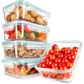 NutriChef 10-Piece Superior Glass Food Storage Containers Set - Stackable, Newly BPA-free Airtight Clear Locking lids with Vent & Green Air Hole