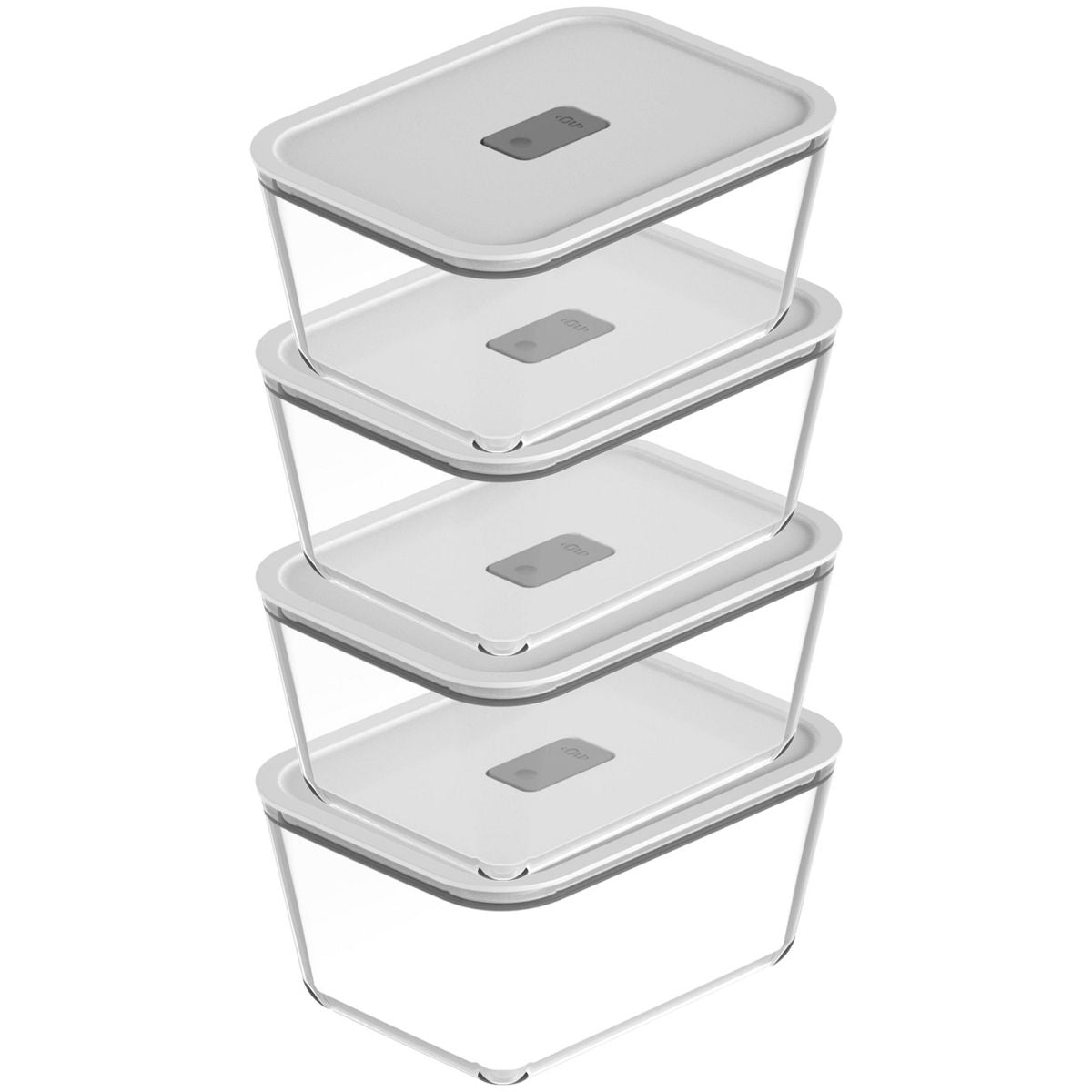 OU Glass Food Storage Container Set 8pc (set of 4) Microwave, Freezer & Dishwasher Safe, Airtight Leak Proof Lid with Microwave Valve, Stackable