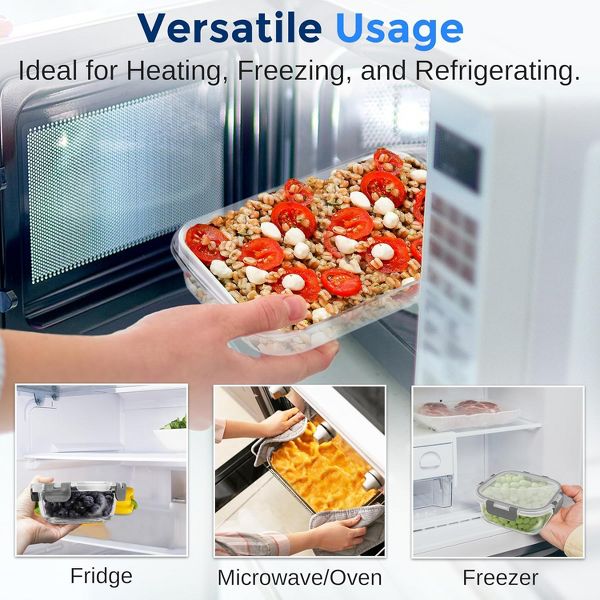 SereneLife 24-Piece High Borosilicate Glass Food Storage Containers Set (SLGL24GY.5)