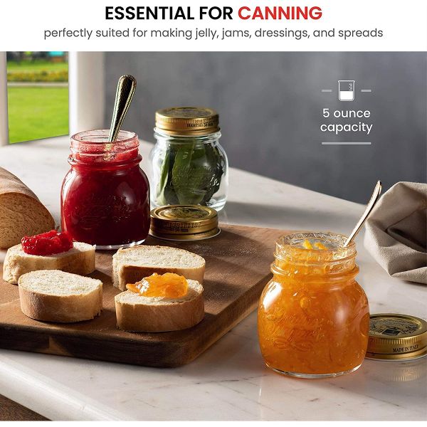 Bormioli Rocco Quattro Stagioni 5oz Mason Jar - Embossed Glass, Airtight Twist Top Lid
