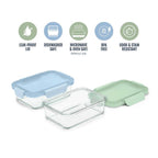 Ello 2pk 3.4c Color Lock rectangle Glass Food Storage Container Set