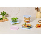 Ello Everyday 3pk 4.5c Round Glass Food Storage container Set Garden Harmony