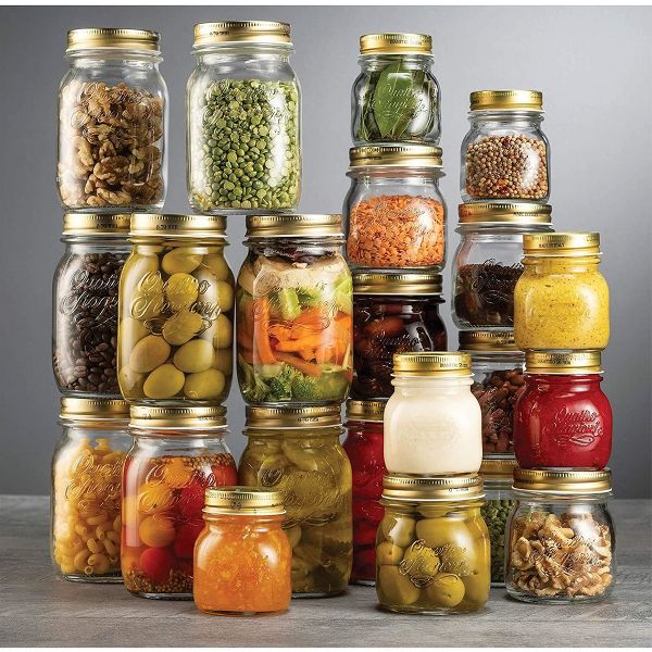 Bormioli Rocco Quattro Stagioni 67.75oz Mason Jar Glass - Wide Mouth Twist Top, Canister Beehive Embossed Design