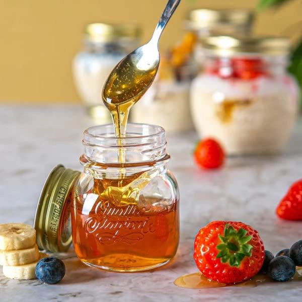 Bormioli Rocco Quattro Stagioni 5oz Mason Jar - Embossed Glass, Airtight Twist Top Lid