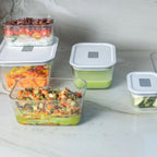OU Glass Food Storage Container Set 16pc (set of 8) Microwave, Freezer & Dishwasher Safe, Airtight Leak Proof Lid with Microwave Valve, Stackable