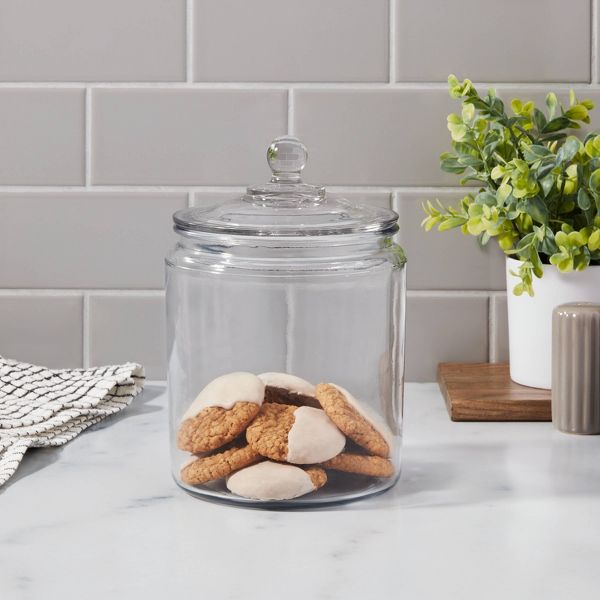 75oz Glass Jar and Lid - Threshold™: Clear Food Storage, Candy & Cookie Jar, Hand Wash, 8.4" Height