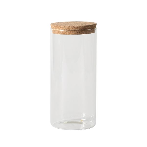 Sur La Table Rue Lumiere 4-Piece Glass Canister Set, Clear Food Storage Jars with Airtight Cork Lids – 57 oz, 45 oz, 34 oz & 25 oz, Dishwasher Safe