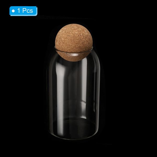 Unique Bargains Kitchen Food Glass Storage Container with Ball Cork 10x9cm