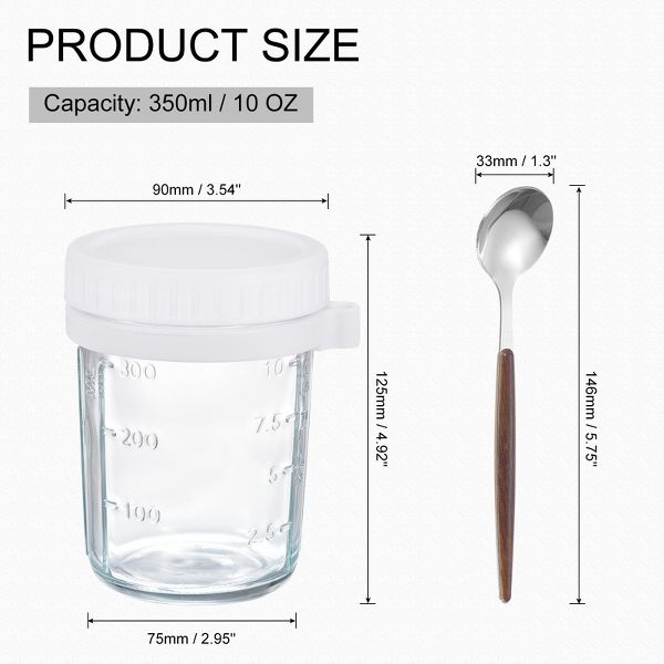 Unique Bargains Leak-Proof Durable Overnight Oats Glass Jar 6 Pcs Cyan