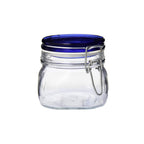 Bormioli Rocco 25.25oz Fido Glass Storage Jar Blue Lid - Airtight Clamp Seal, Italian Made Glass