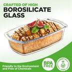NutriChef 3 Sets High Borosilicate Glass Loaf Pan with Cover - Gray