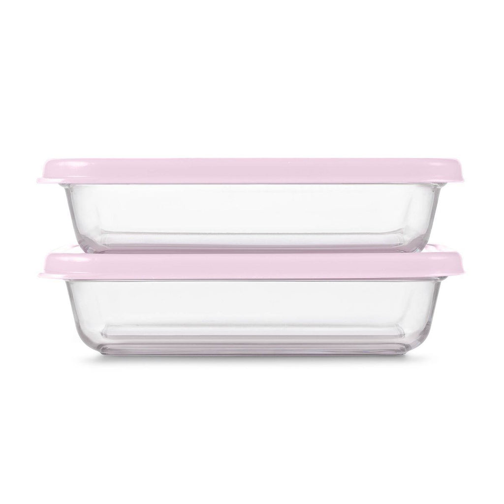 Ello Everyday 2pk 3c Rectangle Glass Food Storage container Set Crystal Pink