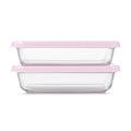 Ello Everyday 2pk 3c Rectangle Glass Food Storage container Set Crystal Pink